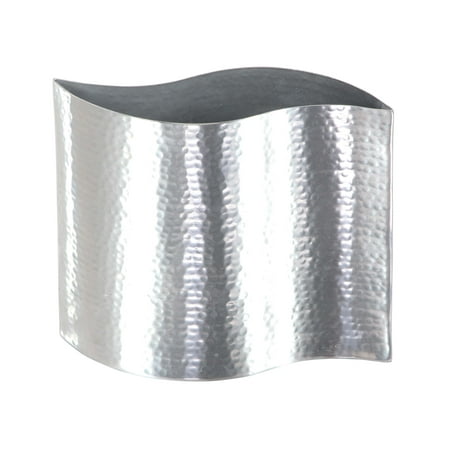 Stainless Steel Vase - Decmode Industrial 7 x 8 inch wavy hammered stainless steel vase, Silver
