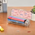 thumbnail image 7 of Plastic Pencil Box Large Capacity Pencil Boxes Clear Boxes with Snap-Tight Lid Stylish Office Supplies Storage Organizer Box Bows and Strawberries Pattern, 7 of 7