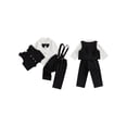 thumbnail image 2 of BemeyourBBs Newborn Baby Boy Gentleman Outfit 3Pcs Baby Boys Spring Fall Clothes Long Sleeve Lapel Button Down Bowtie Romper Waistcoat Suspender Pants Sets Baby Boy Baptism Day Wedding Church Outfit, 2 of 9