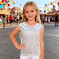 thumbnail image 2 of LPKRT Girls Glitter Sleeveless Tank Top Classic Fit Crewneck Metallic Dance Shirt Trendy Comfortable Party T-Shirt White 160, 2 of 6
