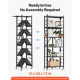 thumbnail image 2 of VEVOR 6-Tier Foldable Storage Shelf, 24W x 12D x 72H Inch Folding Metal Rack Shelving Unit, No Assembly Organizer Shelf with 5 Wheels & 4 Hooks for Pantry, Kitchen, Garage, Basement, Black, 2 of 9