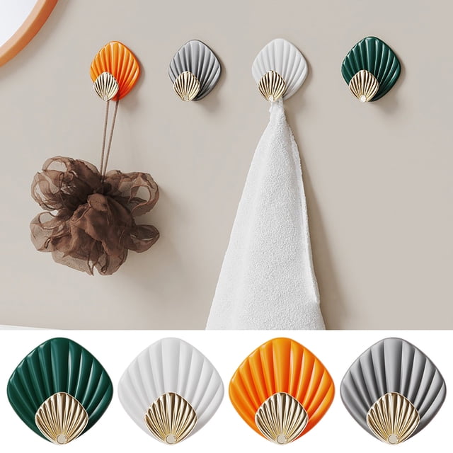 4-Pack Adhesive Wall Hooks - Strong Hold Organizer for Hats, Towels, Keys & Kitchen Utensils