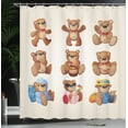 thumbnail image 3 of Ambesonne Cartoon Shower Curtain, Teddy Bear Design, 69"Wx70"L, Chocolate Cream, 3 of 4