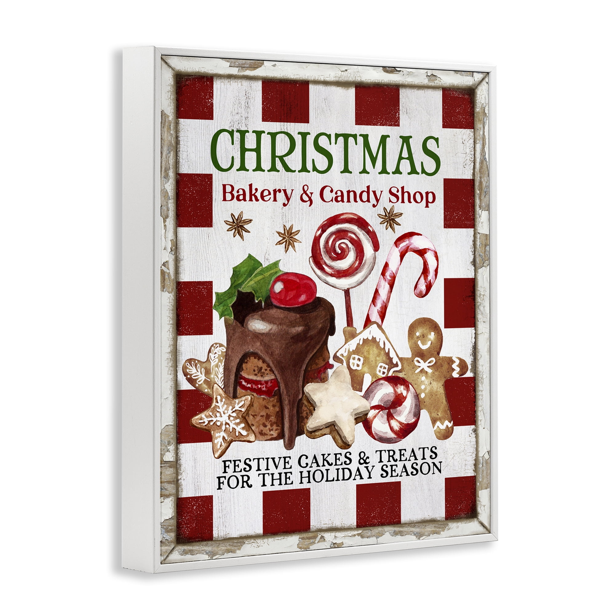 Stupell Industries Christmas Bakery & Candy Holiday Painting White Framed Art Prints Wall Art, 11 x 14