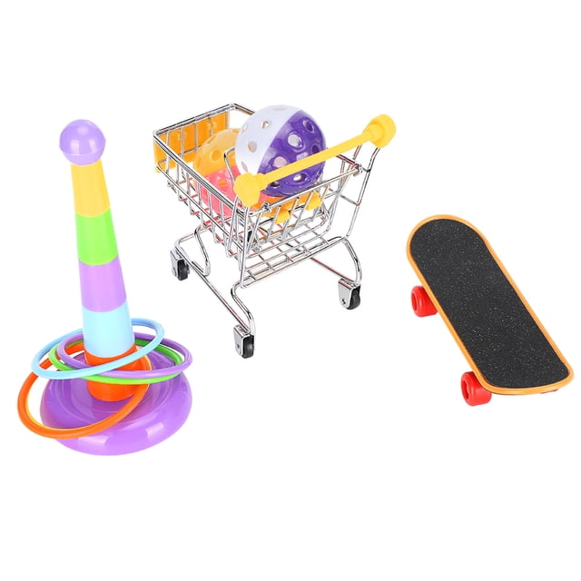 Herramienta de entrenamiento para loros, 4 unidades/juego de juguetes de rompecabezas para loros, pelota de juguete para loros, carrito pequeño, rendimiento lleno de energía Jadeshay A