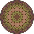 thumbnail image 1 of Ahgly Company Machine Washable Indoor Round Transitional Brown Red Area Rugs, 3' Round, 1 of 7