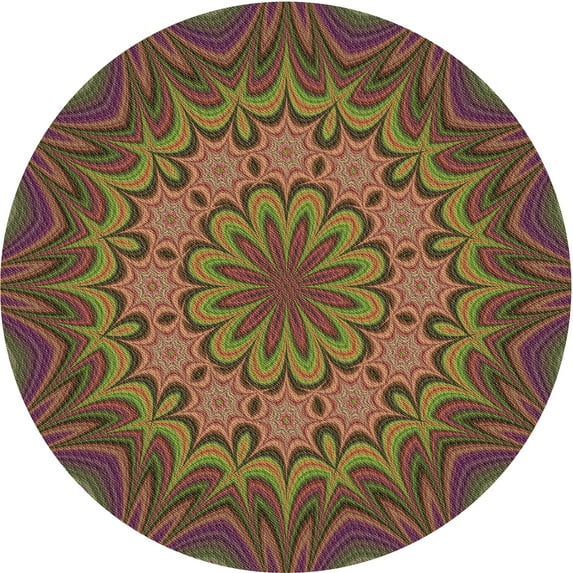 Ahgly Company Machine Washable Indoor Round Transitional Brown Red Area Rugs, 3' Round