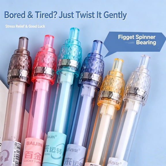 Stress Relief Rotatable Gel Pen, 5.71in Retractable 0.5mm Fine Point Pen, Random Pastel Shade Novelty Click Gel Pen for Desk Journaling Office Work Holiday Stationery Gift Bundles