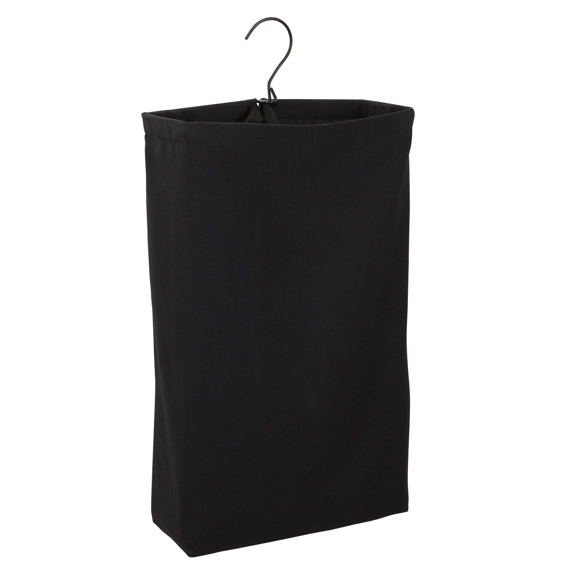 Household Essentials Hanging Doorknob Canvas Laundry Bag Hamper, Black