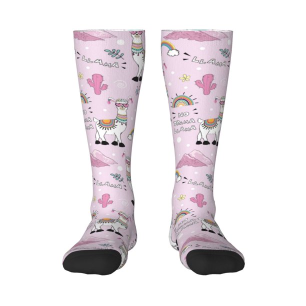 Balery No Drama Llama Calcetines novedosos Calcetines deportivos Calcetines hasta la rodilla Calcetines de algodón Calcetines originales y geniales