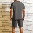 thumbnail image 2 of ZUKMRJPC Mens Short Sets 2 Piece Outfits V Neck Button Up T-Shirts and Shorts Solid Color Casual Lightweight Summer Tracksuit Sets, 2 of 7