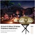 thumbnail image 3 of Graflsoa Poignée de 22 Pouces en Mineur avec 10 Notes, Instrument de Percussion en Acier Inoxydable, Inclut Maillets, Support Pliable, Chiffon de Nettoyage et Sac à Dos Portable, Finition Or, 3 of 5