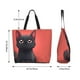 thumbnail image 5 of Fotbe Cute Black Kitten Cartoon Bolsa Tote Estética de Lona con Estampado para Mujer - Bolsa Reutilizable de Hombro Casual para Vacaciones, Compras, Trabajo y Gimnasio, 5 of 8