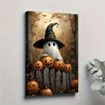 thumbnail image 2 of Halloween Ghost with Witch Hat Pumpkin Lanterns Canvas Wall Art Spooky Haunted Forest Framed Canvas Print Seasonal Wall Décor for Living Room Bedroom, 2 of 6