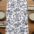 thumbnail image 5 of Dark Blue Flowers 90 Inch Table Runner, Pastoral Vintage Farmhouse Leaf Spring Farmhouse Dresser Scarf Cotton & Linen Tablerunner for Dining/Kitchen Island/Holiday Party Décor 13" x 90", 5 of 9