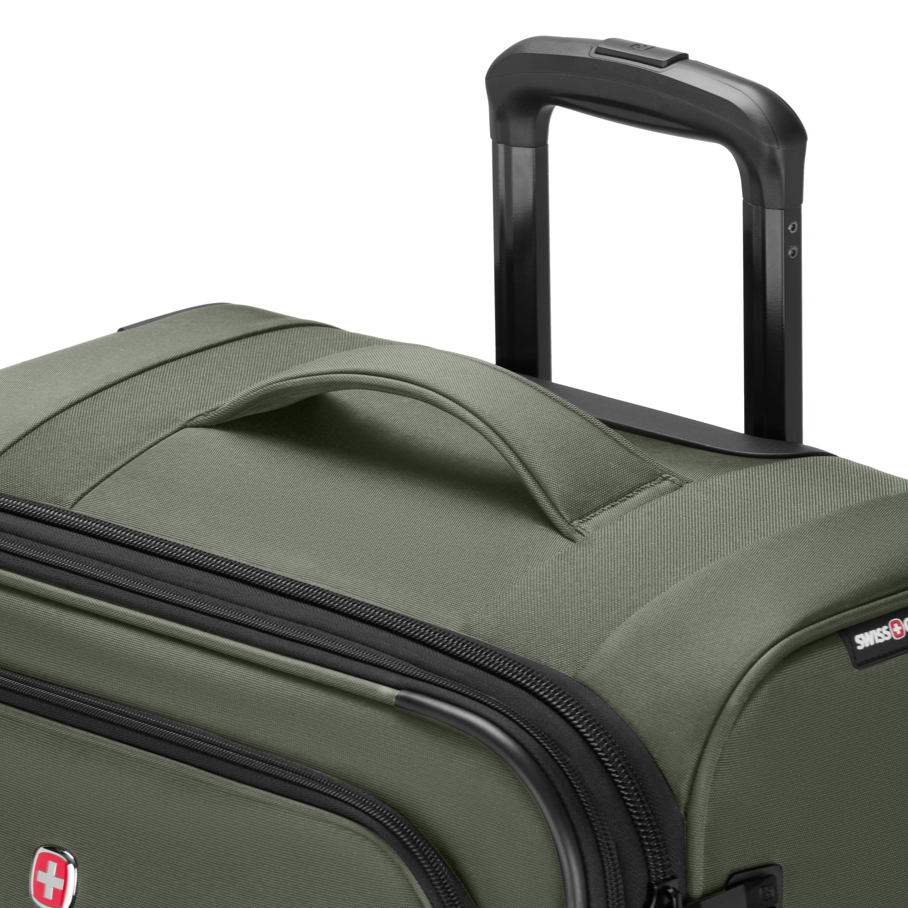 SWISSGEAR Stride Expandable Large Checked Spinner Luggage, Olive Green, 8 Wheels & Built-in TSA Lock