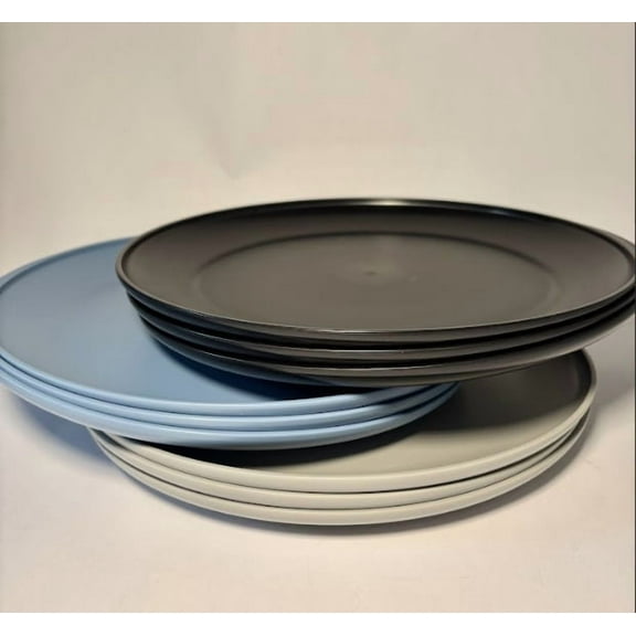 15 Pack Plastic Plates&Bowls Set Reusable Lightweight Dinner Dishes Plates for Fruit, Dishwasher & Microwave Safe, BPA free
