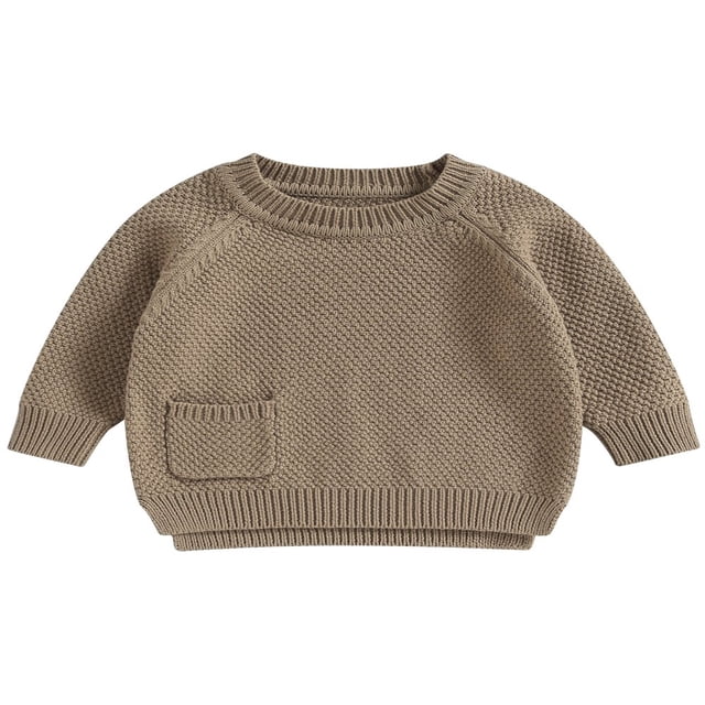 Baby Girl Boy Knit Pullover Sweater Fall Winter Warm Sweatshirt Tops with Pocket