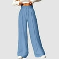 thumbnail image 2 of NOLDARES Women's Casual Wide Leg Pants Fall Clothes Elastic Waist Loose Palazzo Trousers with Pockets(Blue,XL), 2 of 8