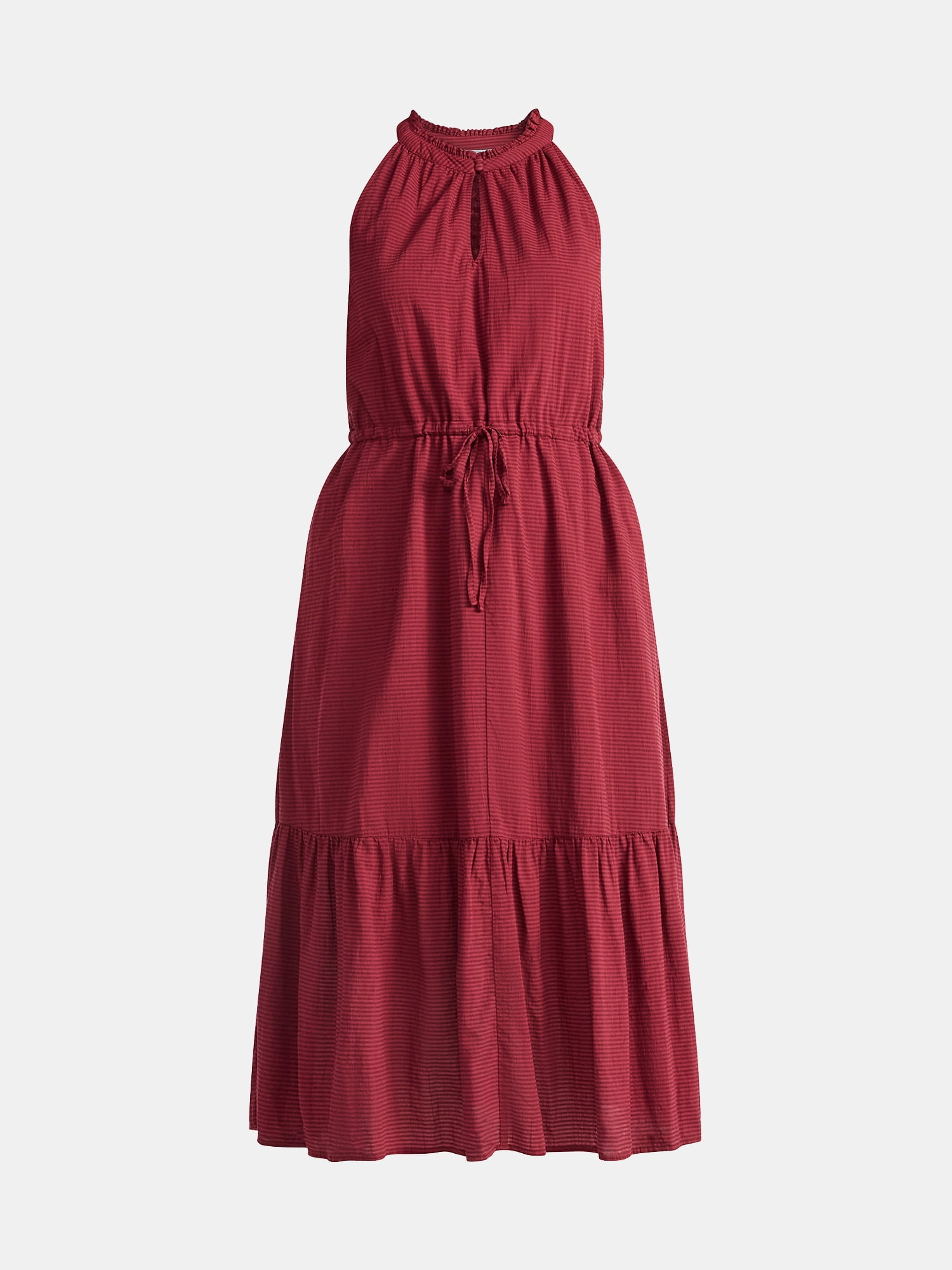 Time and Tru Women's Sleeveless Tiered Midi Dress, Sizes XS-XXXL
