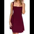 thumbnail image 2 of Vestido Mini Sin Mangas para Mujer (2025), Escote Cuadrado, Espalda Descubierta y Lazo Vestido de Fiesta Corto Vino Tinto S, 2 of 10