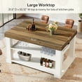 thumbnail image 3 of Finmind Kitchen Island with 3 Shelves, 55-Inch Kitchen Shelf with Large Worktop, Stable Wooden Structure, Farmhouse Style, White, 3 of 8
