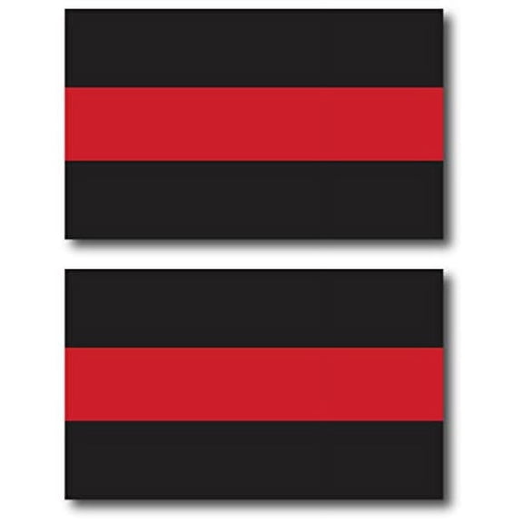 Magnet Me Up Thin Red Line Vinyl Automotive Magnet, 3x5 in, Red, Black, 2Pk