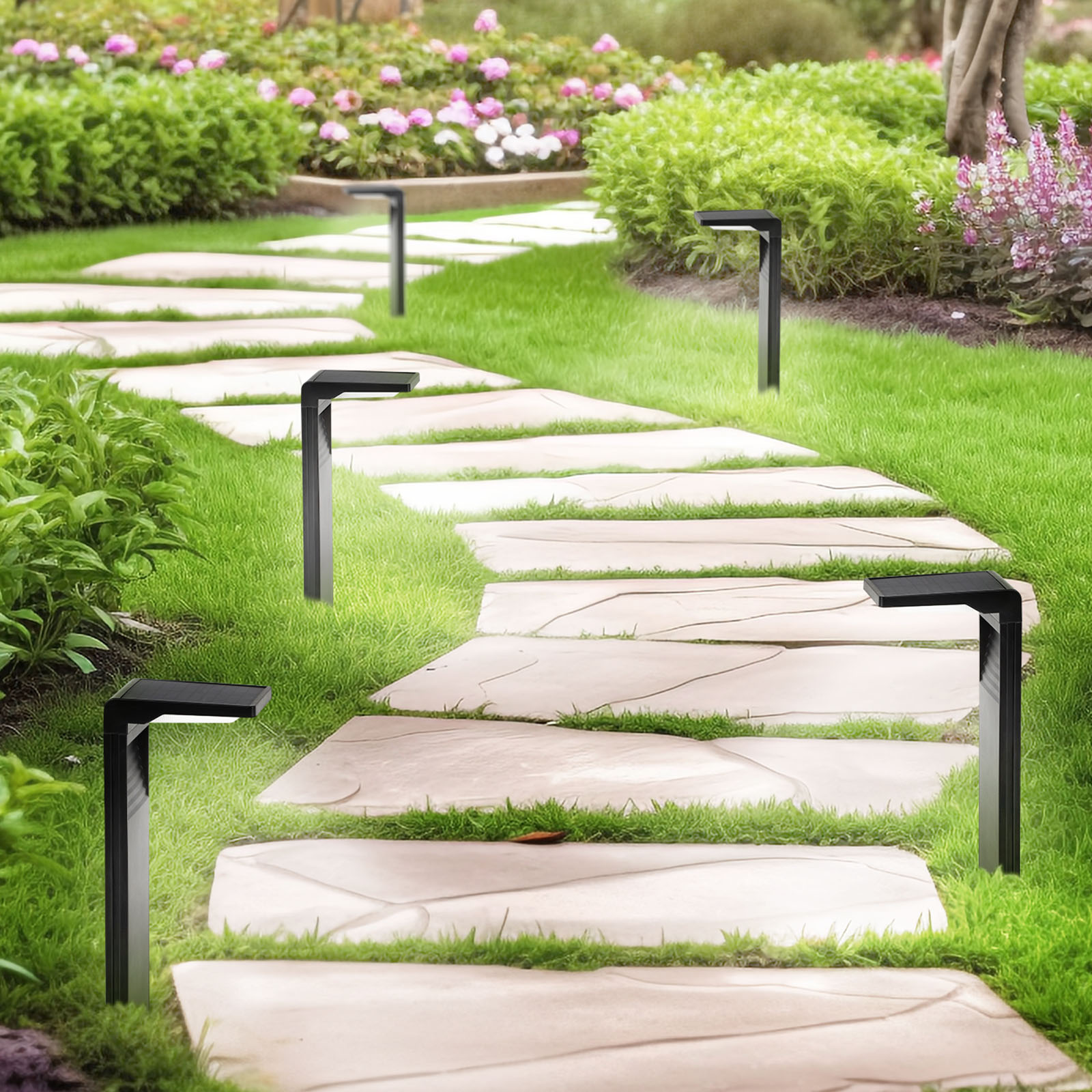 Solar Pathway Lights 2 Pack Walkway Path Lights, Cool White