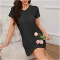 thumbnail image 3 of Wdfiry Women's Nightgown Short Sleeve V Neck Sleep Shirt Plus Size Loose Casual Sleepwear T-shirt Short Nightdress, 3 of 4