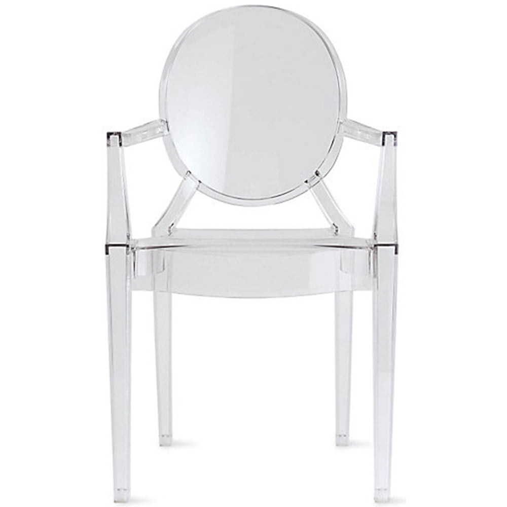 2xhome Clear Modern Contemporary Ghost Chair With Arms Molded Acrylic