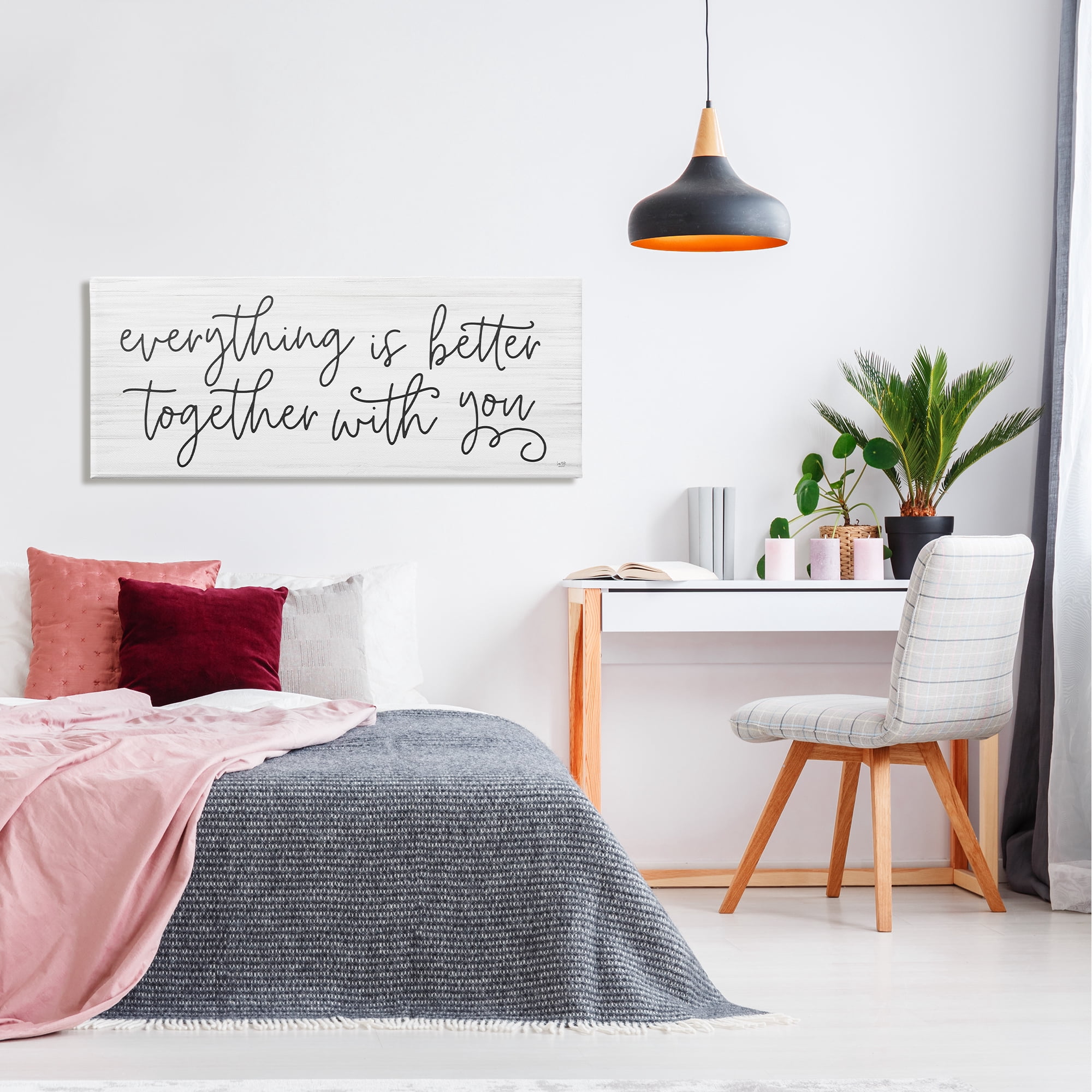 Stupell Everything Is Better With You Phrase Inspirational Painting Gallery Wrapped Canvas Print Wall Art