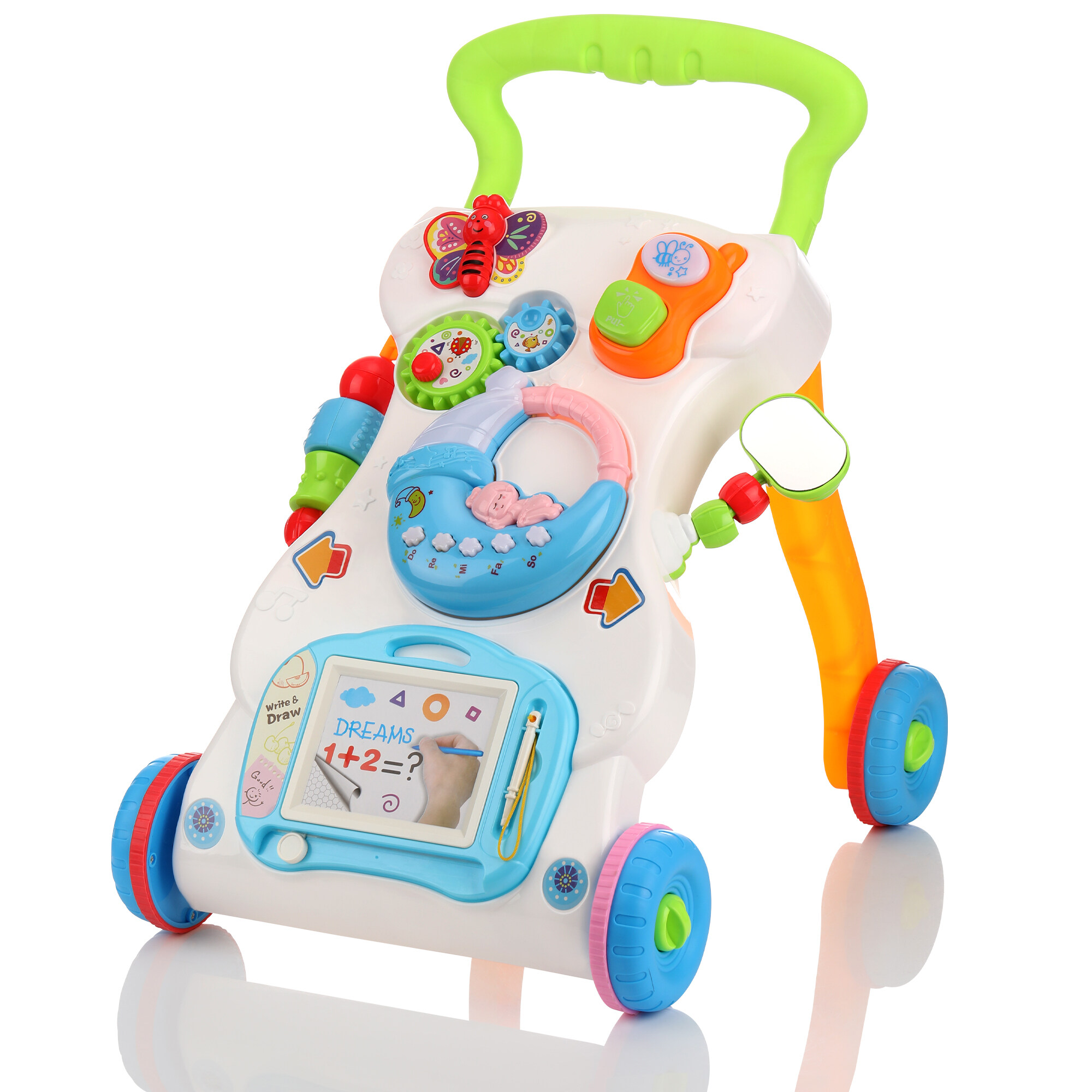Oyajia 3 in 1 Sit to Stand Walker, Baby Push Walker with Musical Play