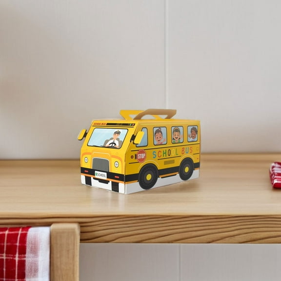 WRITWAA Back to School 10pcs School Bus Shaped Treat Boxes Yellow Cardboard Candy Containers for Party Supplies