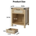 thumbnail image 3 of GloryStar Bedside Table with Rattan Design, Farmhouse Night Stand with Storage Drawer and Open Shelf, Boho End Table for Living Room or Bedroom, 3 of 6