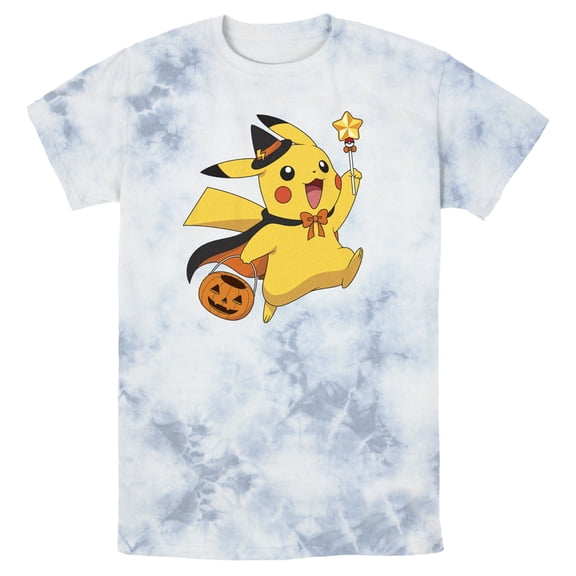 Men's Pokemon Halloween Pikachu Wizard  Graphic Tee White/Blue Medium