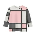 thumbnail image 4 of CCRFTGI Girls Tops Size 13-14 3/4 Sleeve Shirt Fall Cute Pink Shirts Crew Neck Size 10-12 Ribbed Knit T-shirts Trendy Kids Tween Girls Color Block Clothes Pink 13-14 Years, 4 of 4