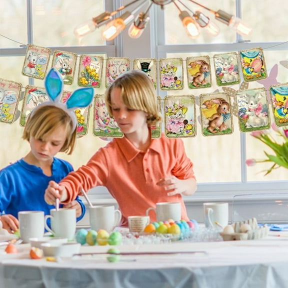 Party supplies Easter Outdoor Square Banner Easter Bunny Egg Flower Decoration