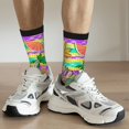 thumbnail image 6 of Daiia Multicolored Tropical Print Crew Socks – Soft Breathable Long Socks for Men & Women, Moisture-Wicking & Comfortable Daily Wear Socks, One-Size Fits Most (US 5-11), 6 of 6