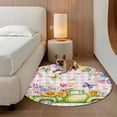 thumbnail image 2 of Watercolor Floral Truck Round Area Rug 6Ft Washable Circle Rugs for Bathroom Office, Spring Garden Butterflies Pink Plaid Non-Slip Carpet Floor Mats Indoor Outdoor Carpet Runner Aesthetic Home Decor, 2 of 8