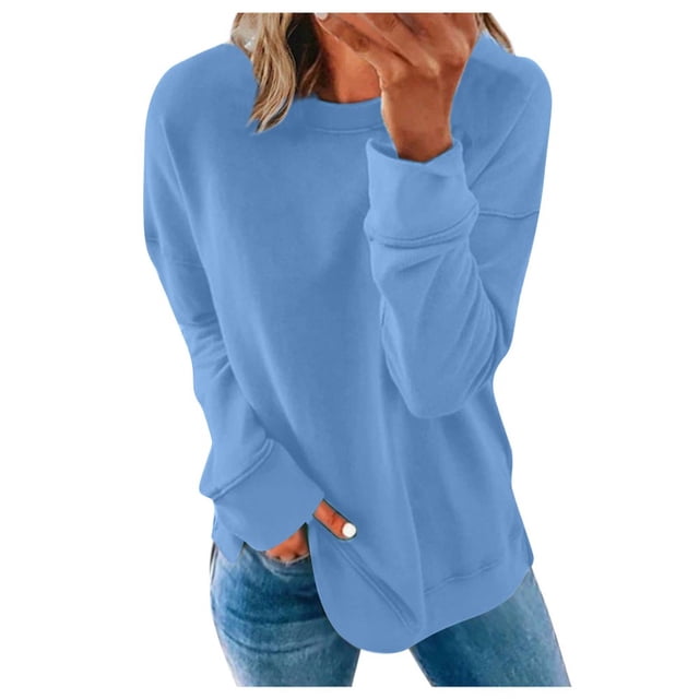 Chemises de Compression à Manches Longues pour Femmes à Col Rond Uni Plus Sweat-Shirt Oversize Pulls Coupe Ample à la Mode des Hauts Légers pour les Femmes de Grande Taille Gris M