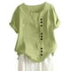 thumbnail image 1 of ICHUANYI Clearance Women's Fashion Summer Round Neck Leisure Short Sleeve Solid Buttons Tops(Mint Green, M) ICHUANYI WER2023080903253, 1 of 6