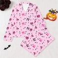 thumbnail image 3 of CONZONE Halloween Pajamas for Women Set Printed Long Sleeve Button Down Tops and Pants Hallowmas Loungewear Soft 2 Piece Pjs Set for Women, 3 of 3