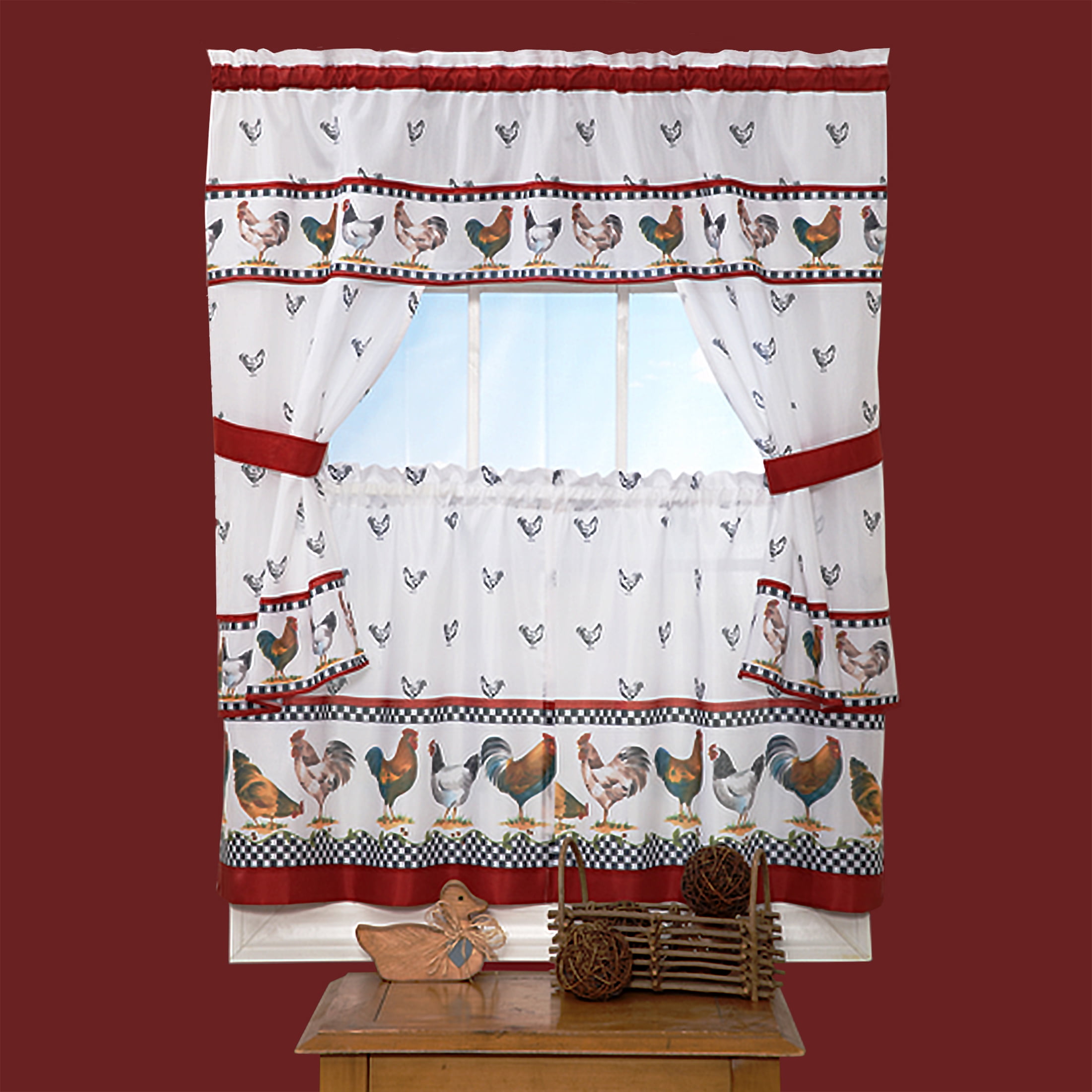 Woven Trends 5 Piece Kitchen Curtain Cottage Set
