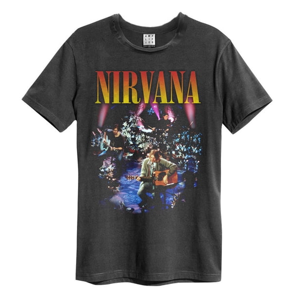 Amplified - Camiseta Nirvana Live In New York para Adultos Unisex (Carbón)