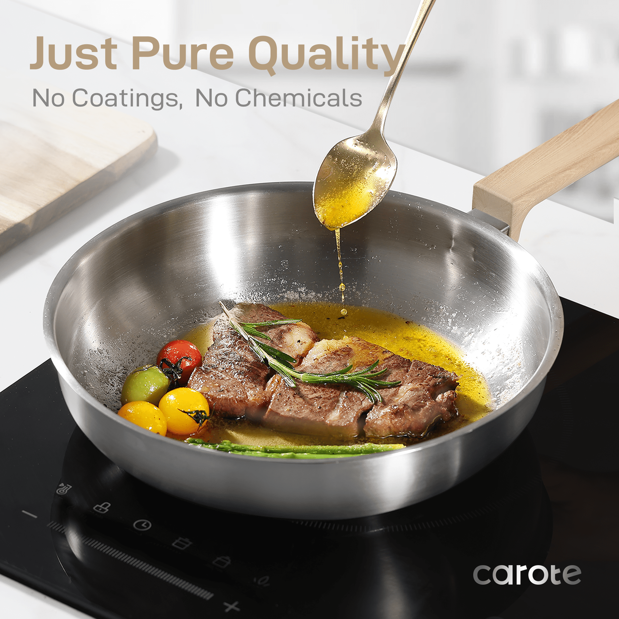Carote 7-Piece Stainless Steel Cookware Set, Induction Pots and Pans for Home, RV, and Camping