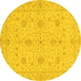 thumbnail image 1 of Ahgly Company Indoor Round Oriental Yellow Traditional Area Rugs, 4' Round, 1 of 4