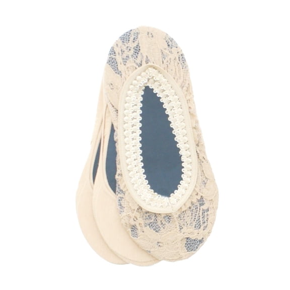 MeMoi Lace Cotton Shoe Liners 3-Pack - Womens - Female (One Size, Nude)