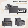 thumbnail image 4 of Sofá Cama Convertible 3 en 1 – Respaldo Ajustable – Tamaño Individual – Lino – Ahorra Espacio – 86x192 cm – Sala, Dormitorio o Apartamento – Gris Claro, 4 of 7
