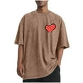 thumbnail image 2 of Yaoyar Valentine Day Print Men s Short Sleeve Shirts Heart Graphic Tees Summer Casual Tops Oversized Blouse T-Shirt, 2 of 5