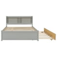 thumbnail image 6 of Twin/Full Size Day Bed with Trundle, Pine Wood Full Platform Bed Frame with Headboard Bookcase and Storage Shelves For Bedroom, No Box Spring Needed, Easy Assembly, 3 Colors Available, 6 of 7